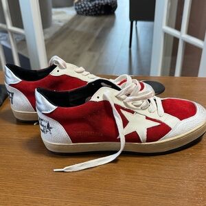 Golden Goose Red and White Men's Sneakers